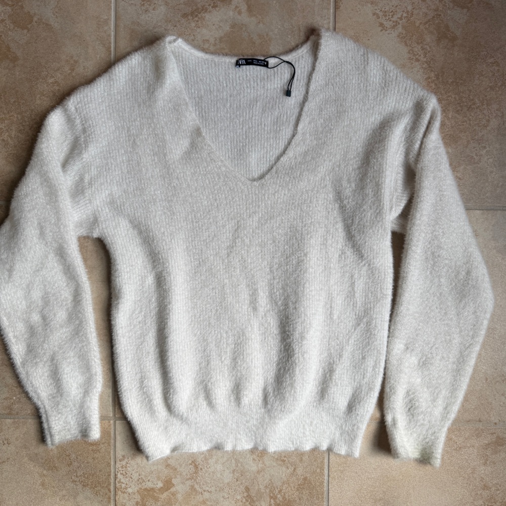 Zara Fuzzy V-neck Sweater